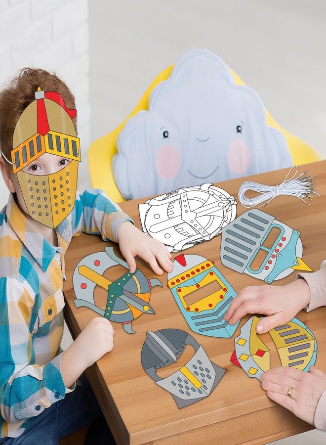 Lonfliness 36 Set Medieval Knight Armor Coloring Mask Craft for Kids Color Your Own Paper DIY Kit Religious Bible Armor of God Knight Mask Crafts Helmet of Salvation Craft for Fun Home Activities Party Supplies - Image 5